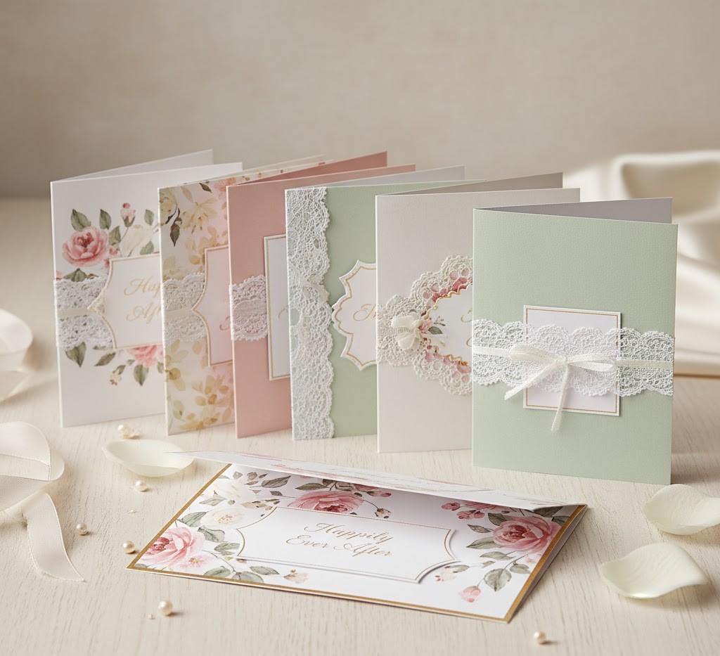 Elegant wedding greeting cards with sophisticated designs