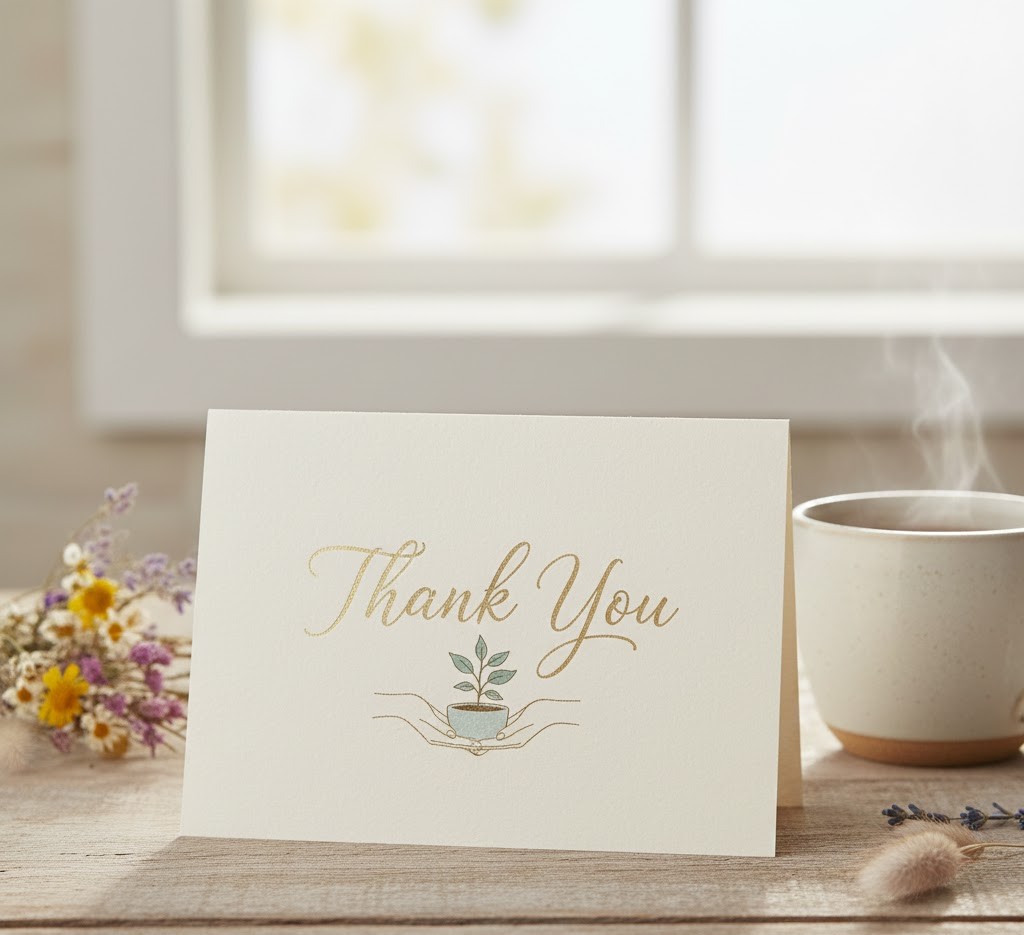 Warm thank you card with heartfelt design