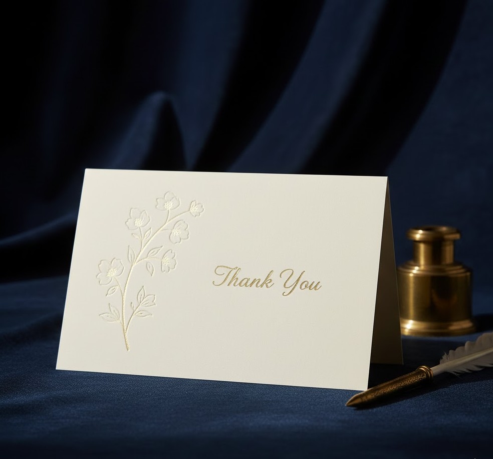 Elegant thank you card with sophisticated styling